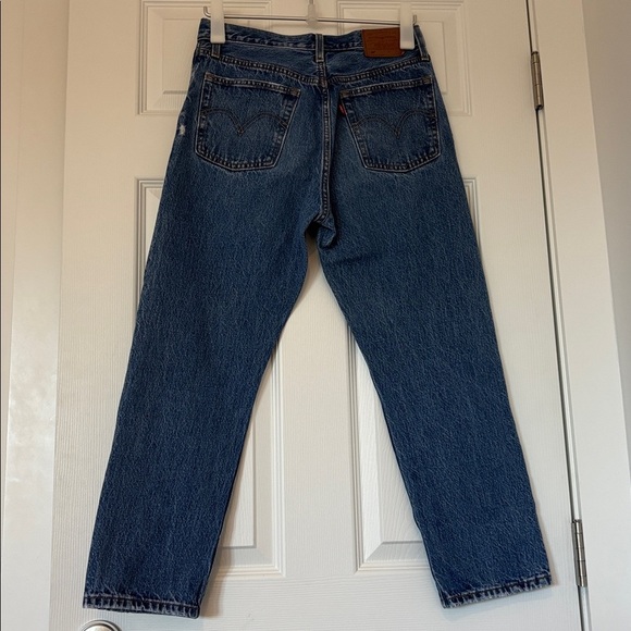 Levi's Premium 501 Button Fly Cropped Straight Leg Jeans medium blue size 27 - Picture 5 of 16